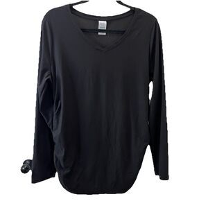 Time and Tru Womens Maternity Shirt Long Sleeves Black Size L 12-14 Pregnancy